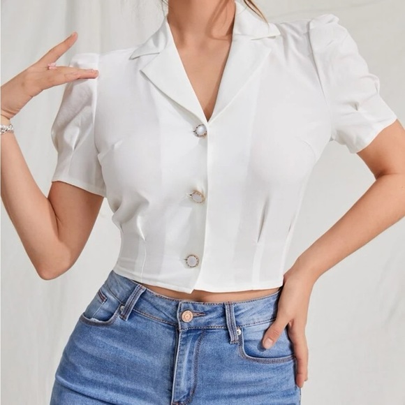 New white button down crop top - Picture 1 of 6